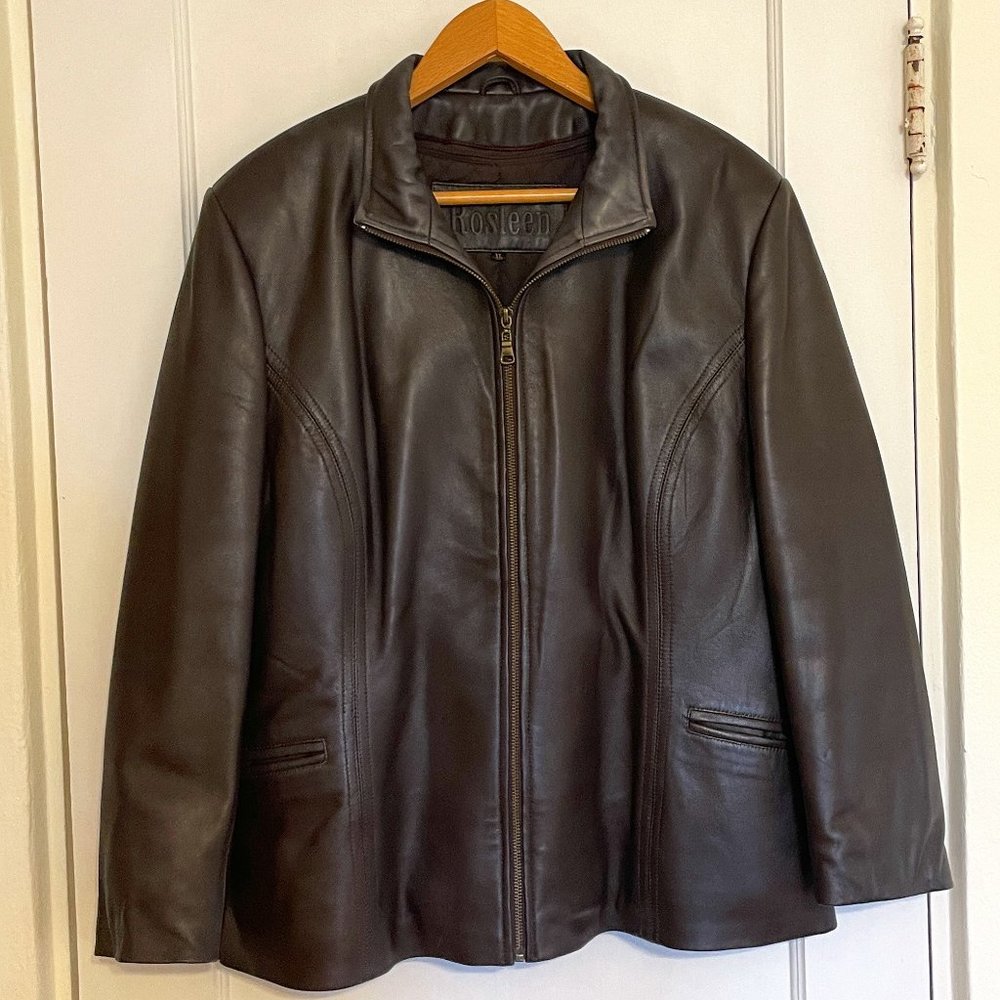 Vintage Rosleen Brown Leather Jacket with Removable Inner Vest